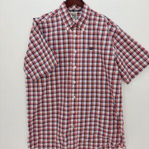 Cinch Men's Plaid Button-Up Short Sleeve Shirt Red/White/Black Size M Rodeo Core